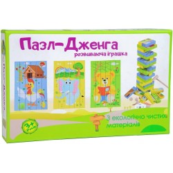 Дерев'яна розвиваюча іграшка Пазл-Дженга Strateg українською мовою (30979)