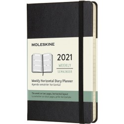 Щотижневик Moleskine Горизонтальний 2021 кишеньковий / Чорний