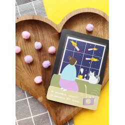 Листівка Дівчинка і котик