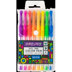 Ручка гелева NEON, 8 кольорів, 0,5 мм, MALEVARO