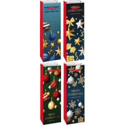 Пакет паперовий ВOTTLE XMAS 13x8,5x36, 210gsm, асорті /12/