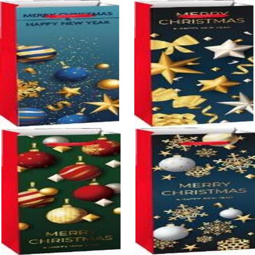 Обложка Пакет паперовий ВOTTLE XMAS 13x8,5x36, 210gsm, асорті /12/ Пакет паперовий ВOTTLE XMAS 13x8,5x36, 210gsm, асорті /12/